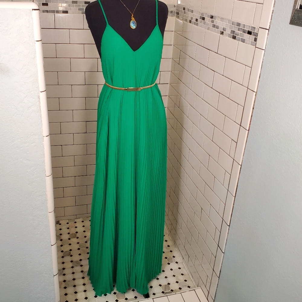 Kelly Green Pleated Maxi Dress by Victoria's Secre